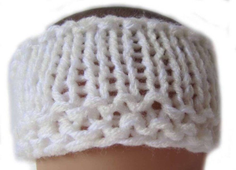 KSS Ivory White Knitted Cotton Baby Headband 13-15" (3-9M)