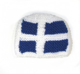 KSS Blue Knitted Cap with Greek Flag 13" Baby