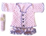KSS Pink Sweater/Jacket, Headband and Booties Set (6 Months)