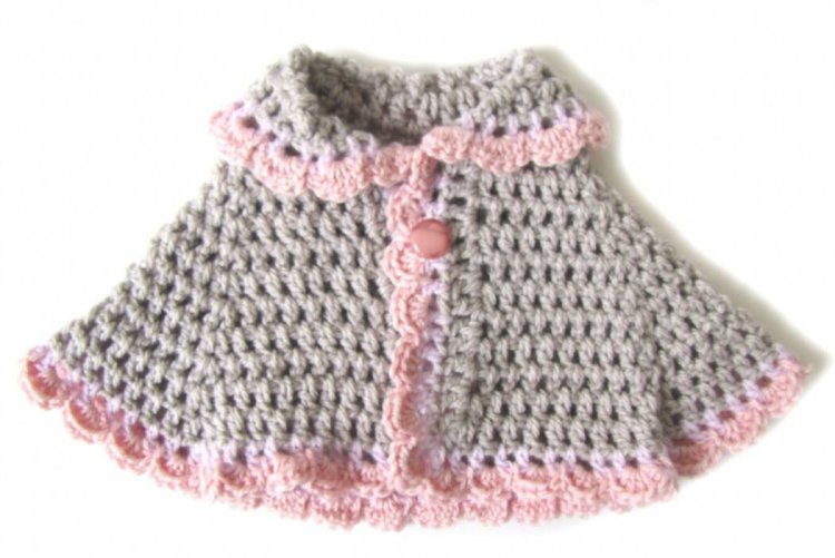 KSS Grey and Pink Sweater Vest Cape  & Hat 6 Months