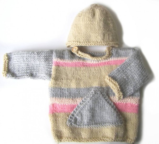 KSS Pink, Grey and Silver Tweed Sweater and Hat 3-4 Years SW-669 - Click Image to Close