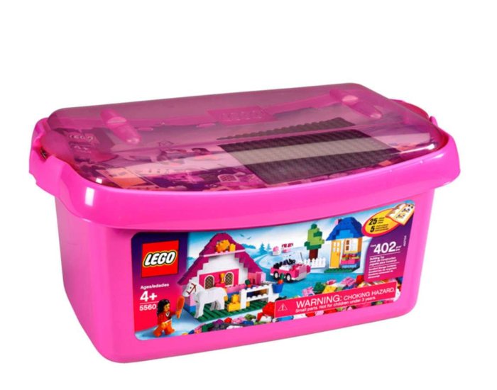 LEGO System Large Pink Brick Box - Click Image to Close