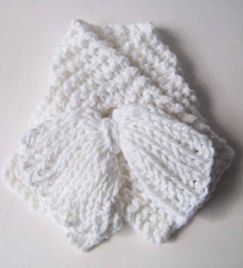 KSS White Tie Cotton/Acrylic Scarf 0 - 4 Years - Click Image to Close