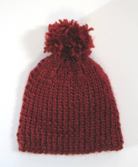KSS Dark Red Wool Blend Ribbed Hat with Loose Tassel 16" (1 - 3 Yrs) - Click Image to Close