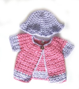 KSS Pink/Lilac Short Sleeve Sweater/Vest & Hat 9M SW-988