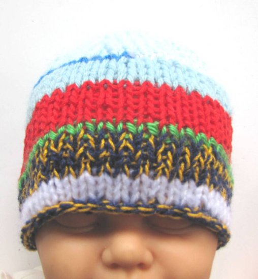 KSS Random Colors Striped Beanie Hat 13" (0-3 Months)