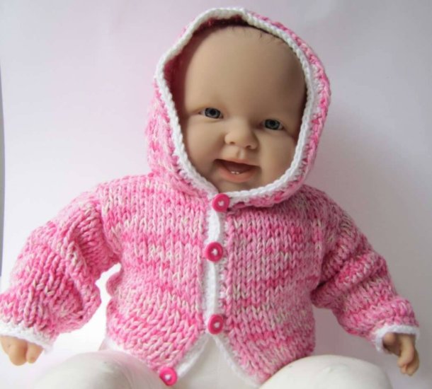 KSS Pink/White Hooded Sweater/Jacket 3 Months - Click Image to Close
