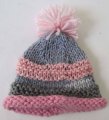 KSS Pink & Grey Beanie with a Tassell 14" - 16" (0 - 3 Years)