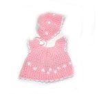 KSS Pink/White Crocheted Baby Dress and Hat 6 Months DR-198