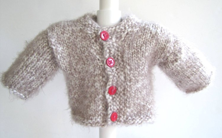KSS Beige Soft Mohair Cardigan with a Hat (3 Months) - Click Image to Close