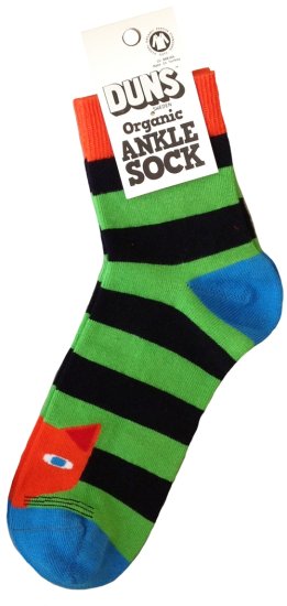 DUNS Organic Cotton Ankle Socks with a Cat Black/Green (0-1 Years)