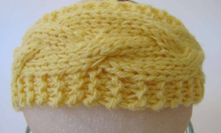 KSS Yellow Knitted Braid Headband 13-15" (3 - 9 Months) - Click Image to Close