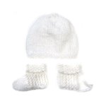 KSS White Knitted Booties and Hat set (0-3 Months) HA-716