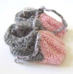 KSS Grey/Pink Colored Knitted Booties (9-12 Months) BO-074
