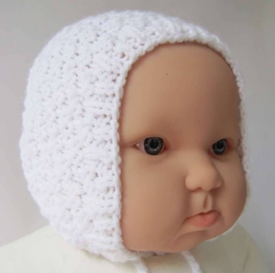 KSS White Bonnet Type Hat 14 - 16" (12 Months) - Click Image to Close