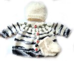 KSS Grey/White Baby Layette Sweater/Jacket Set (6 - 9 Months) SW-1036