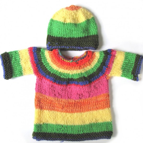 KSS Rainbow Baby Sweater Tunic & Hat 12 Months SW-670 - Click Image to Close