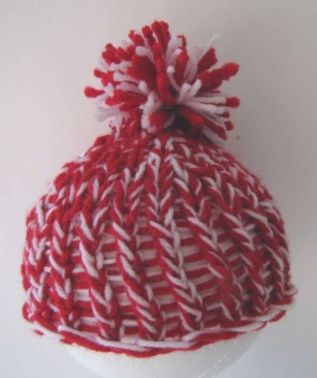 KSS Red/White Beanie with a Tassell 10 - 11" Newborn - Click Image to Close