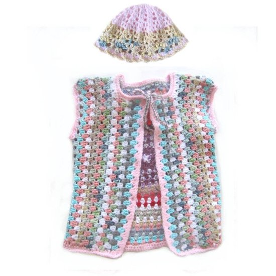 KSS Crocheted Sweater Vest Granny Style and Hat (2-3 years) SW-935