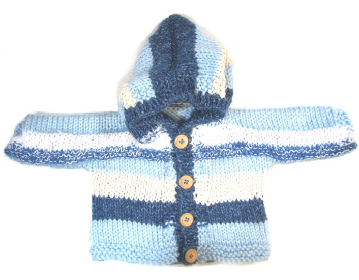 KSS Blue/White Hooded Baby Sweater/Jacket (Newborn) SW-777 on SALE - Click Image to Close