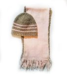 KSS Pink/Taupe Knitted Hat and Scarf Set 10-13" (NB - 3M)