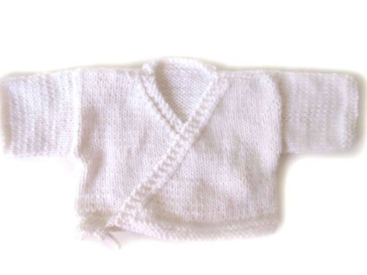 KSS White Wrap Baby Sweater/Cardigan (3 - 6 Months) SW-384 - Click Image to Close