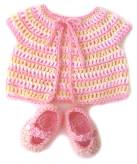 KSS Pink & Yellow Sweater and Booties 6 Months