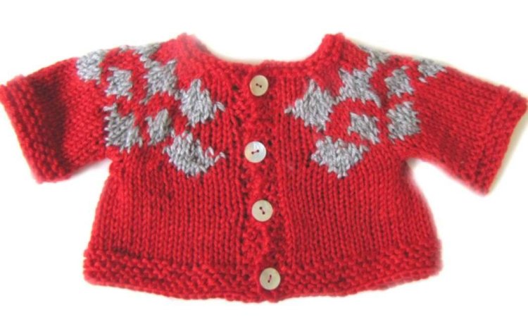 KSS Red Fair Isle Sweater/Cardigan (6 - 9 Months) - Click Image to Close