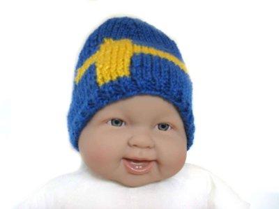 KSS Blue Knitted Cap with Swedish Flag 15-18" (1-3 Years)