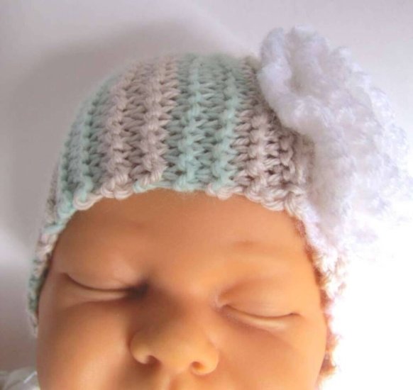 KSS Sand & Seafoam Headband with Flower 12-13" (0-6 Months) HB-209 - Click Image to Close