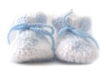 KSS Light Blue/White Acrylic Crocheted Booties (6 Months) BO-058