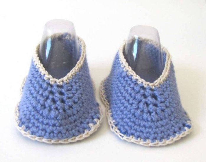 KSS Blue Cotton Crocheted Booties (3 Months) - Click Image to Close