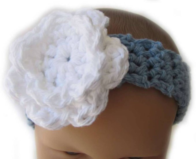 KSS Blue Cotton Crocheted Headband  17 - 18