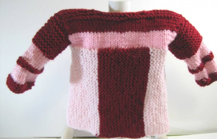 KSS Red/Pink Sideways Knit Baby Sweater/Jacket (18 Months) SW-720 - Click Image to Close