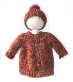 KSS Heavy Dark Red Knitted Sweater/Jacket & Hat 12-18 Months SW-655