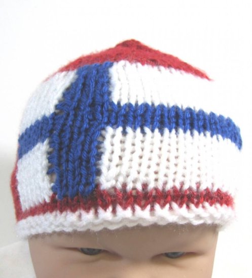 KSS Red Knitted Cap with Finnish Flag 14