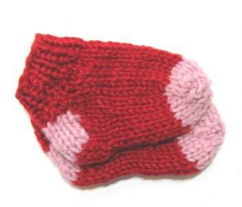 KSS Rd/Pink Acrylic Knitted Booties (0 - 3 Months)
