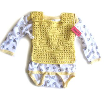 KSS Yellow Crocheted Dress/Pinnafore & Onesie 12 Months