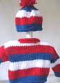 KSS Red, White and Blue Sweater/Cardigan with a Hat 3 Months