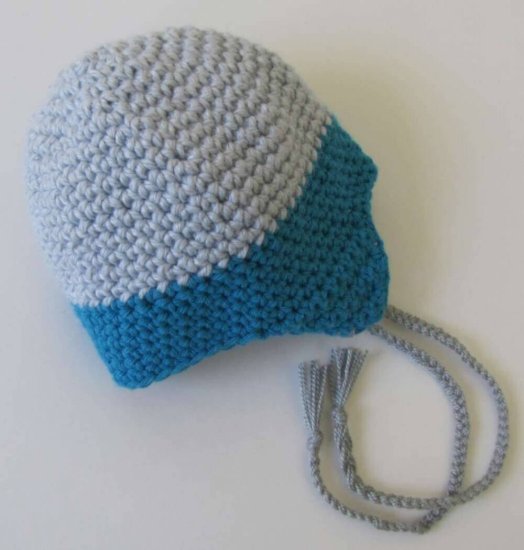 KSS Grey/Teal Cotton Baby Cap and Booties 11 - 12