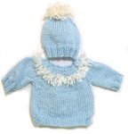 KSS Light Blue Soft Pullover Fringe Sweater with a Hat (6 Months)