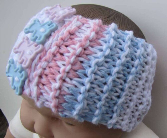KSS Pastel Knitted Cotton Headband with Buttons 13 - 16