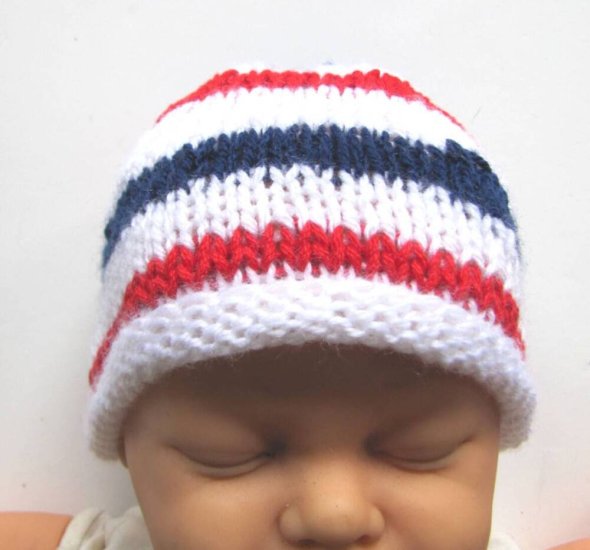 KSS White Beanie with a US Colors 14" (6-18 Months) HA-599