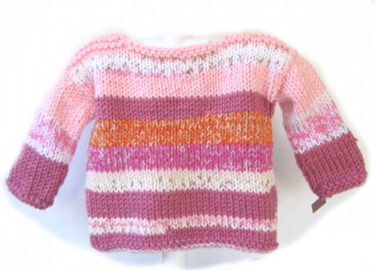 KSS Heavy Pinkish Colored Striped Toddler Pullover Sweater 2T - Click Image to Close