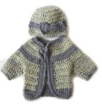 KSS Grey and Yellow Baby Cardigan and Hat 12 Months SW-266