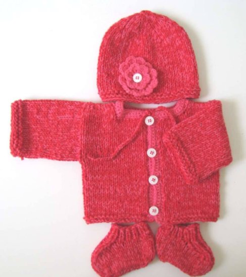 KSS Rose Cotton Sweater/Jacket Set (6 - 9 Months) - Click Image to Close