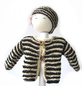 KSS Zebra Striped Sweater/Cardigan with a Hat (3 Months)