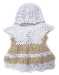 KSS Crocheted White/Natural Cotton Baby Dress & Cap 6 Months DR-127
