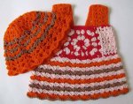 KSS Pink/Orange Crocheted Dress and Hat 3 Months