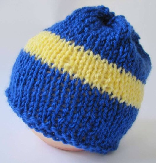 KSS Blue Beanie with Swedish Colors 14 Inch (Baby 3-6 Months) HA-670